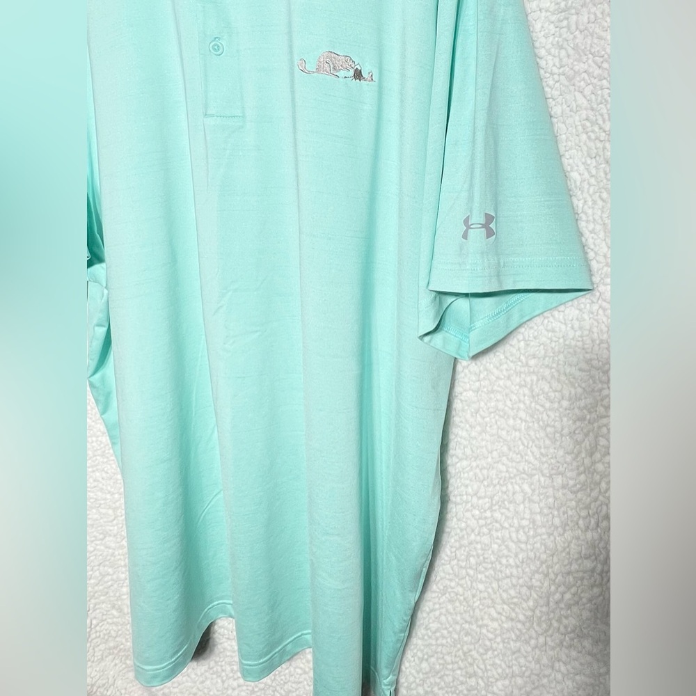 Under Armour Heat Gear Men's 3 XL Turquoise Golf Polo Shirt “Team Beaver” - Picture 3 of 11